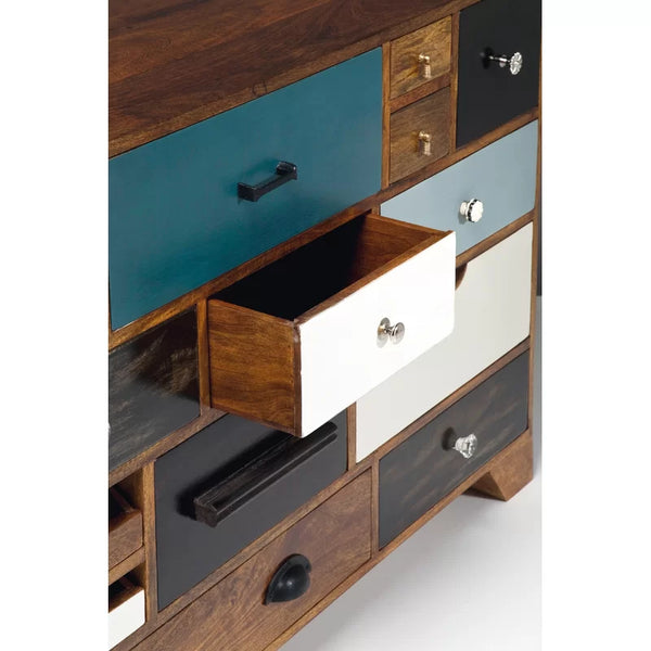 Wonderland Solid Mango Wood Chest of Drawer With Multicolor Drawer in Natural Finish