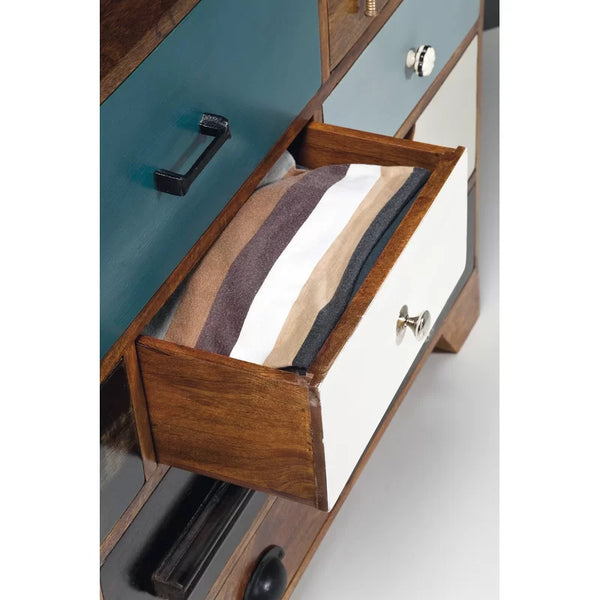 Wonderland Solid Mango Wood Chest of Drawer With Multicolor Drawer in Natural Finish