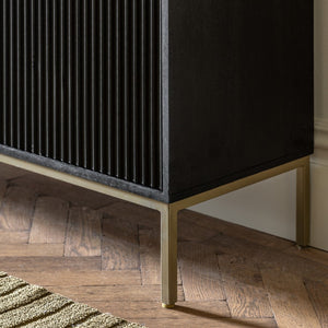 Archer Solid Mango wood Sideboard with 3 Door in Dark Finish with Metal Base