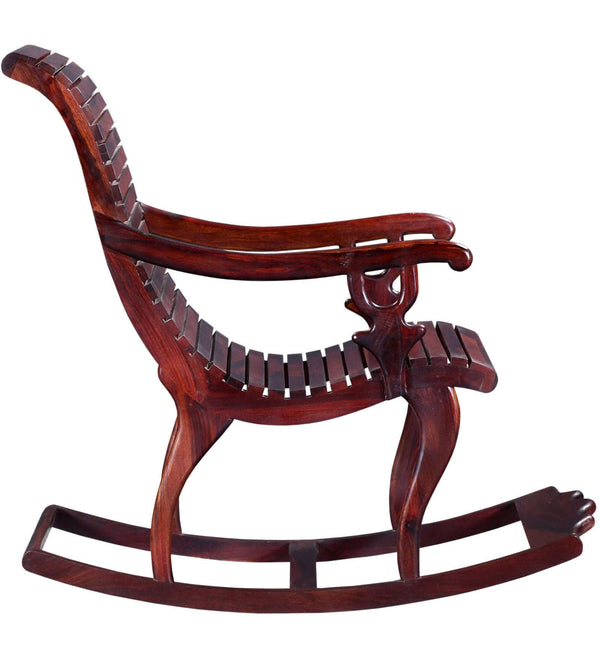 Rajasthani Sheesham Wood Rocking Chair In Mahagony Finish