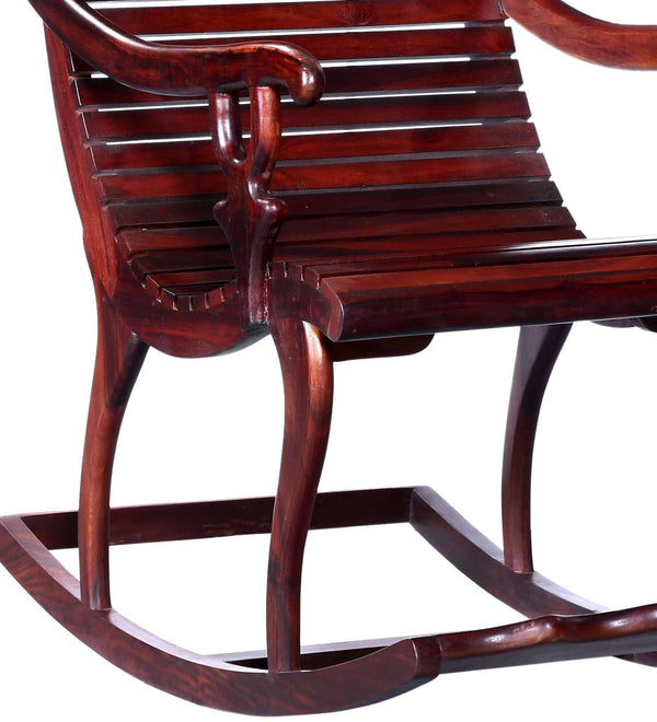 Rajasthani Sheesham Wood Rocking Chair In Mahagony Finish