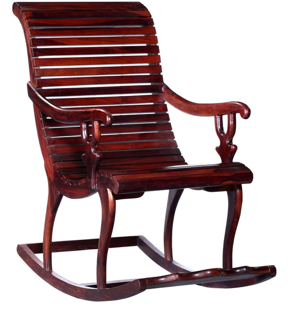 Rajasthani Sheesham Wood Rocking Chair In Mahagony Finish