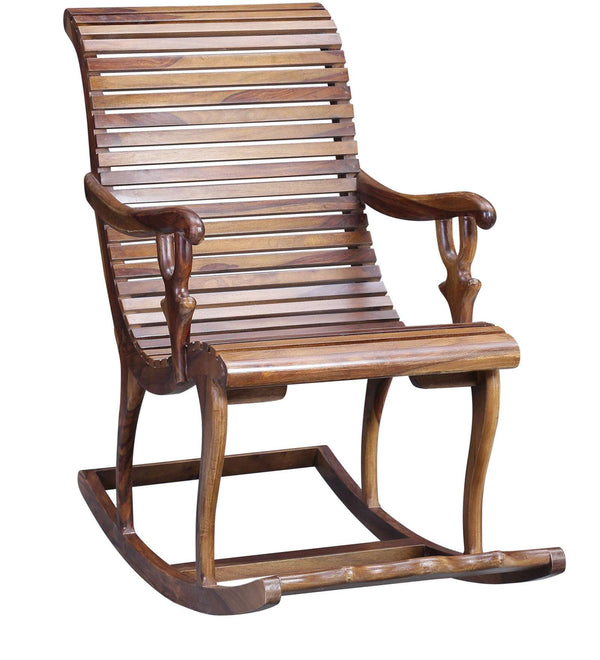 Rajasthani Sheesham Wood Rocking Chair In Provincial Teak Finish