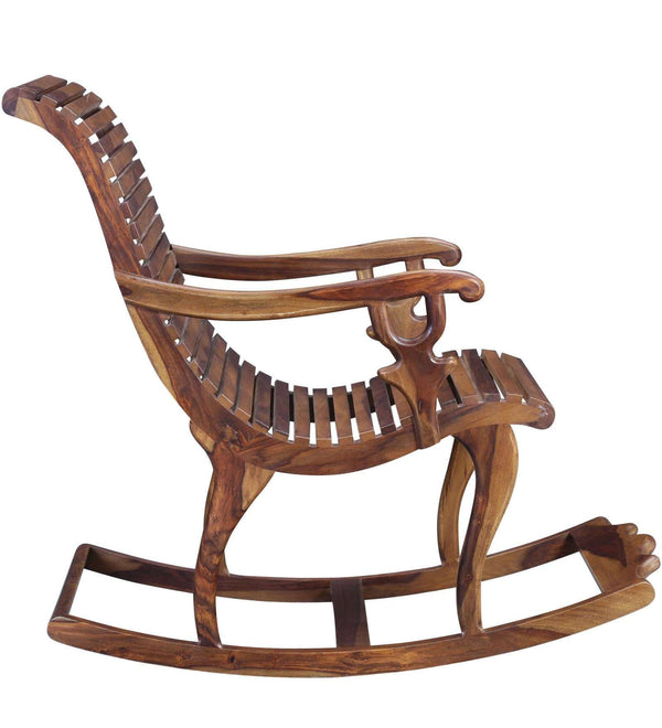 Rajasthani Sheesham Wood Rocking Chair In Provincial Teak Finish