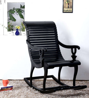 Rajasthani Sheesham Wood Rocking Chair In Walnut Finish