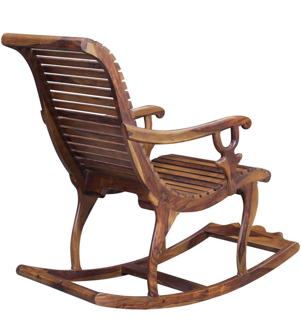 Rajasthani Sheesham Wood Rocking Chair In Provincial Teak Finish