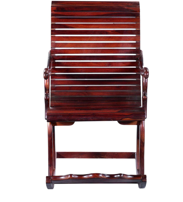 Rajasthani Sheesham Wood Rocking Chair In Mahagony Finish