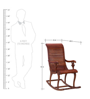 Rajasthani Sheesham Wood Rocking Chair In Mahagony Finish