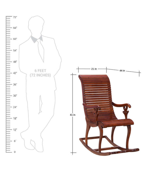 Rajasthani Sheesham Wood Rocking Chair In Mahagony Finish