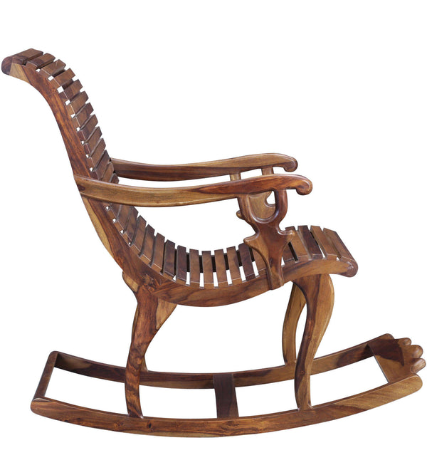 Rajasthani Sheesham Wood Rocking Chair In Provincial Teak Finish