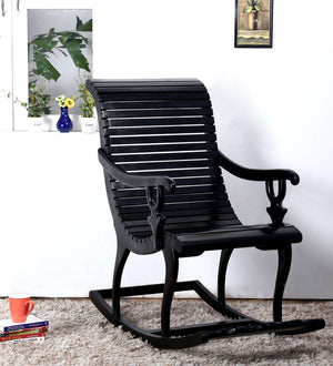 Rajasthani Sheesham Wood Rocking Chair In Walnut Finish