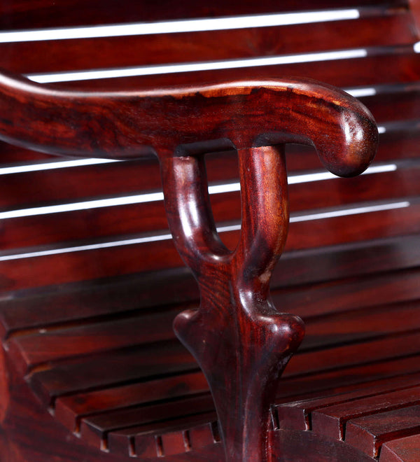 Rajasthani Sheesham Wood Rocking Chair In Mahagony Finish