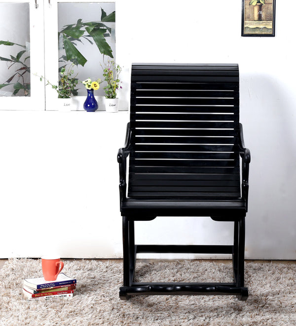 Rajasthani Sheesham Wood Rocking Chair In Walnut Finish