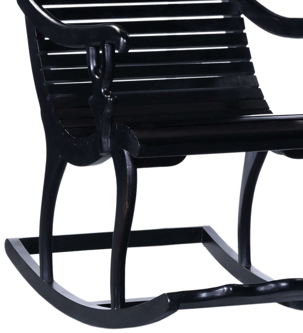 Rajasthani Sheesham Wood Rocking Chair In Walnut Finish