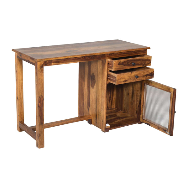 Rope Sheesham Wood Study Table in Teak Finish