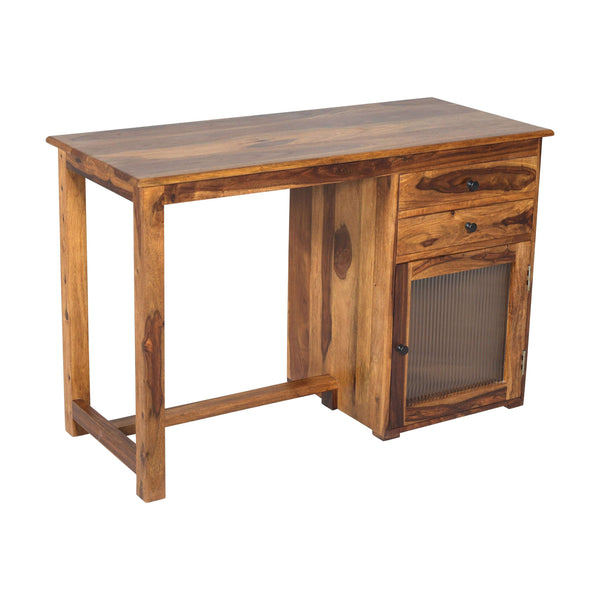 Rope Sheesham Wood Study Table in Teak Finish