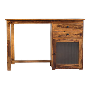 Rope Sheesham Wood Study Table in Teak Finish