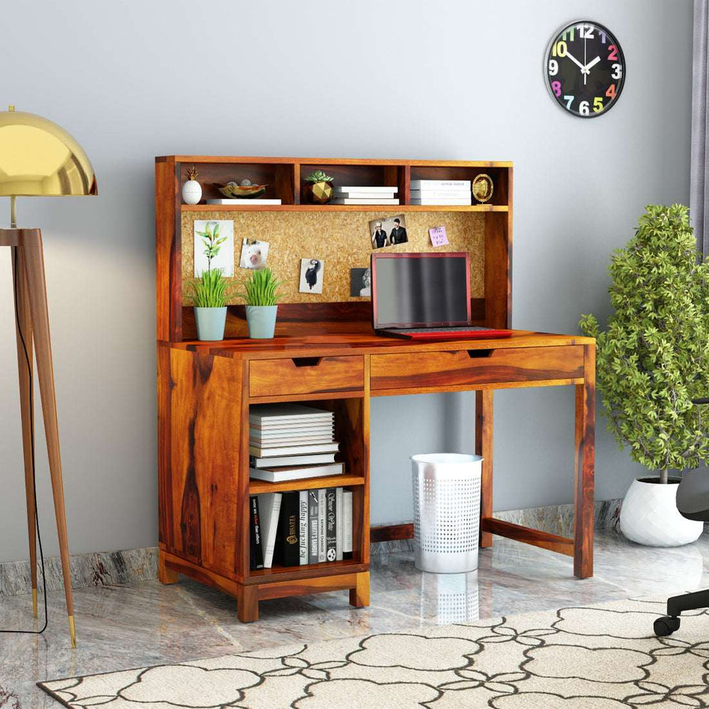 Tali Sheesham Wood Study Table In Honey Oak Finish