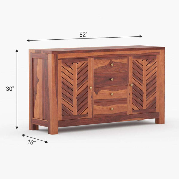Alacca Sheesham Wood Sideboard In Honey Oak Finish
