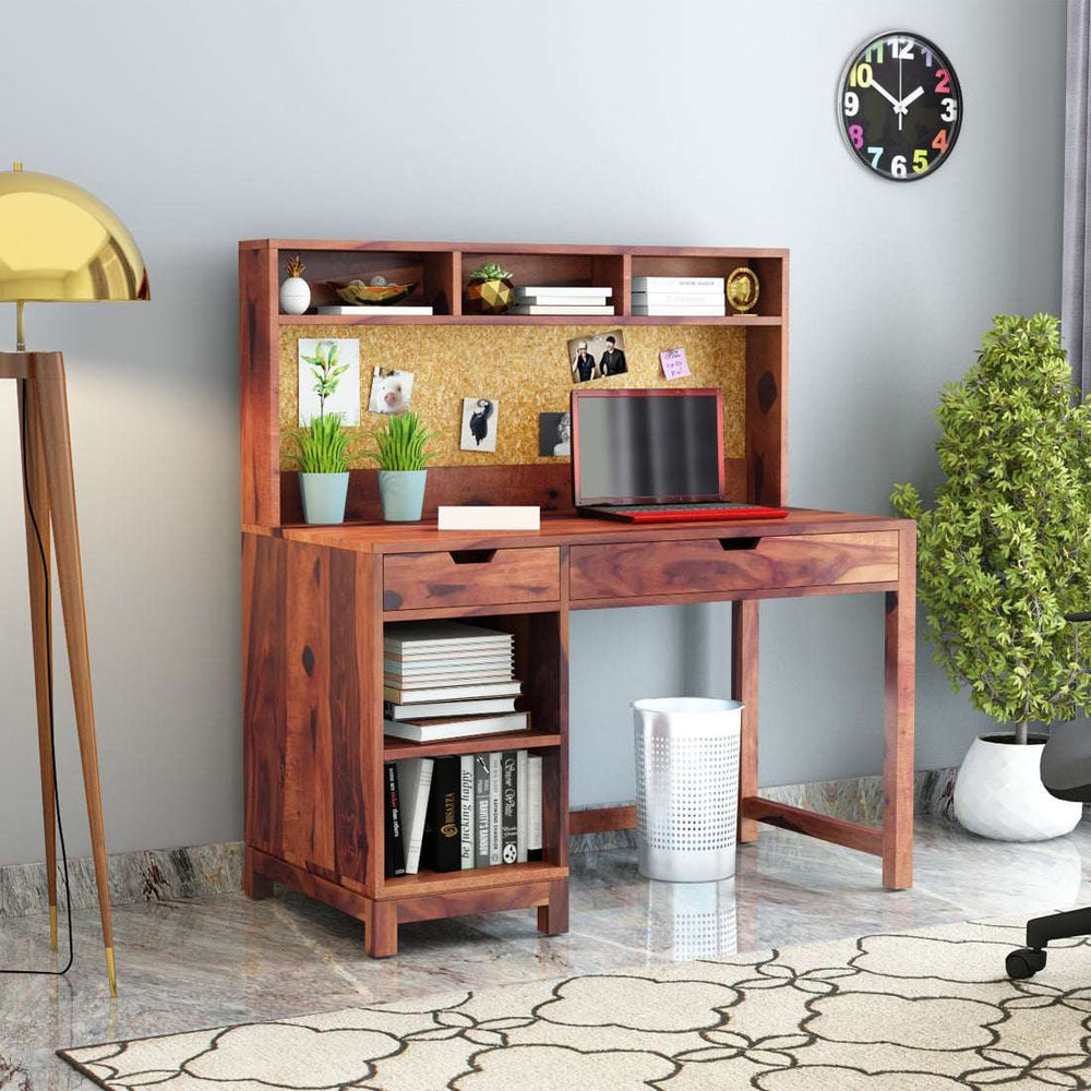 Neem Sheesham Wood Study Table in Teak Finish