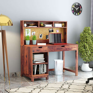 Neem Sheesham Wood Study Table in Teak Finish