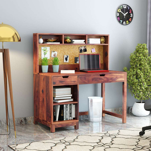 Neem Sheesham Wood Study Table in Teak Finish