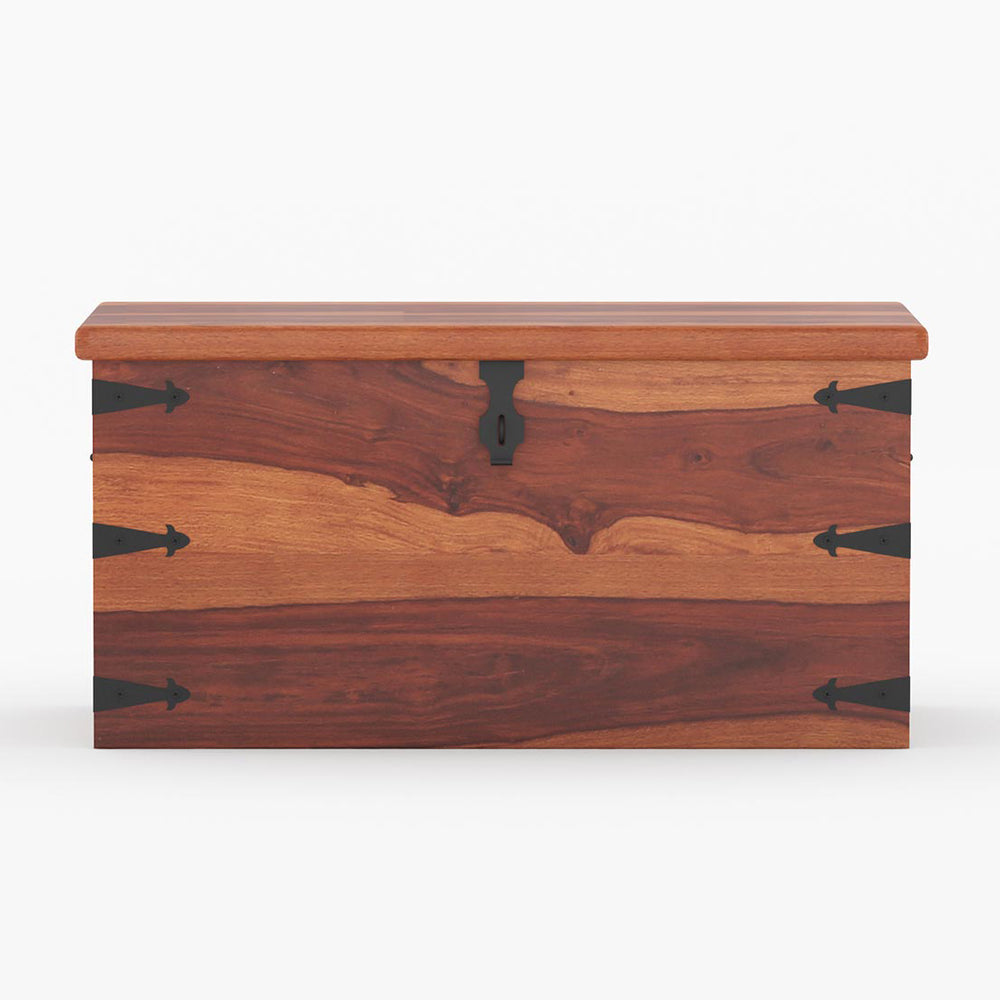 Stainfiled Sheesham Wood Trunk in Rustic Teak Finish