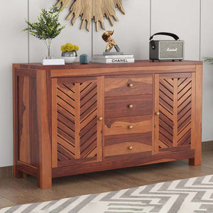Alacca Sheesham Wood Sideboard In Honey Oak Finish