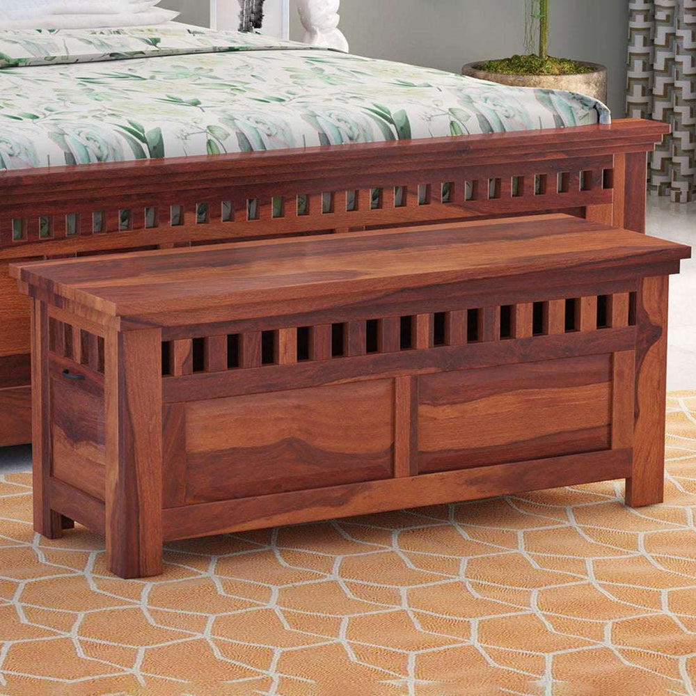 Madhavi Sheesham Wood Trunk in Rustic Teak Finish