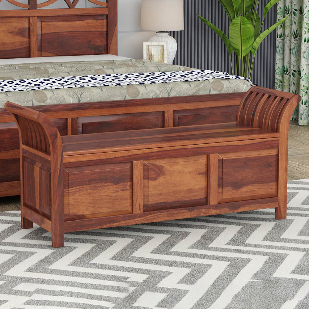 Syan Sheesham Wood Trunk in Rustic Teak Finish