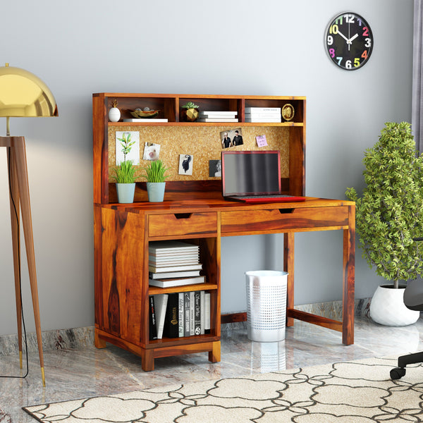 Tali Sheesham Wood Study Table In Honey Oak Finish