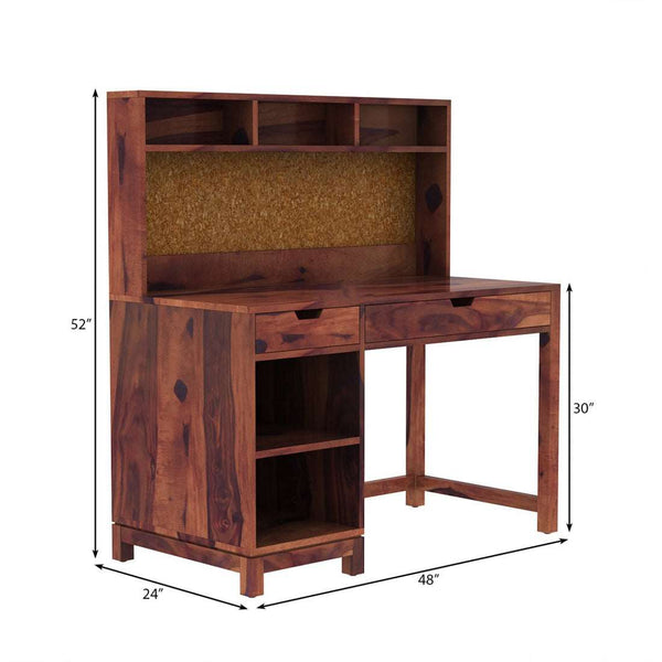 Neem Sheesham Wood Study Table in Teak Finish