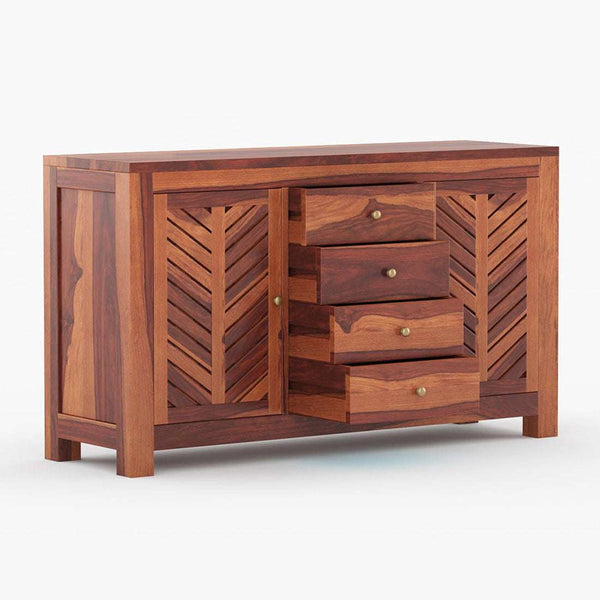 Alacca Sheesham Wood Sideboard In Honey Oak Finish