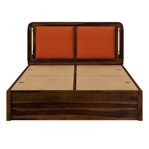 Lotus Sheesham Wood Queen Size Bed In Provincial Teak Finish With Drawer Storage (60 x 78 inches)