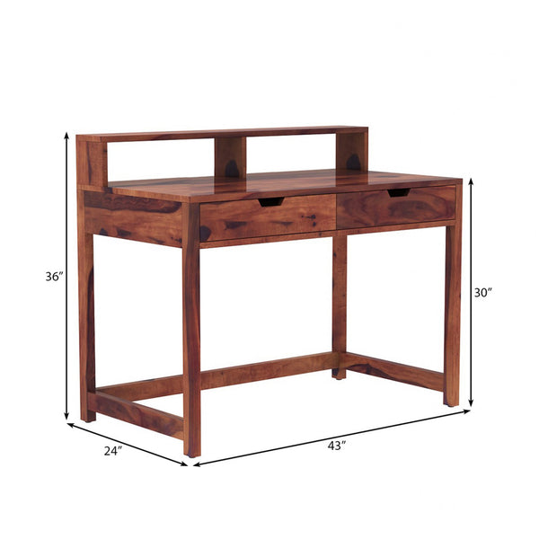 Alan Sheesham Wood Study Table In Teak Finish