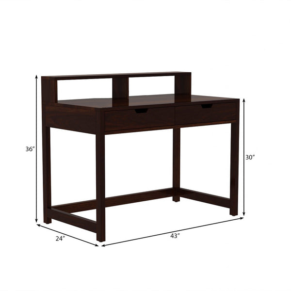 Poon Sheesham Wood Study Table In Walnut Finish