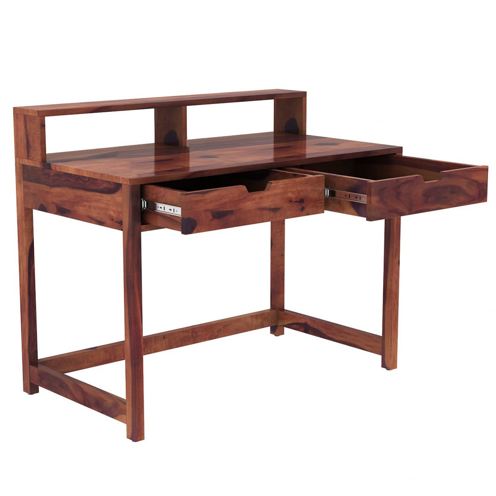 Alan Sheesham Wood Study Table In Teak Finish