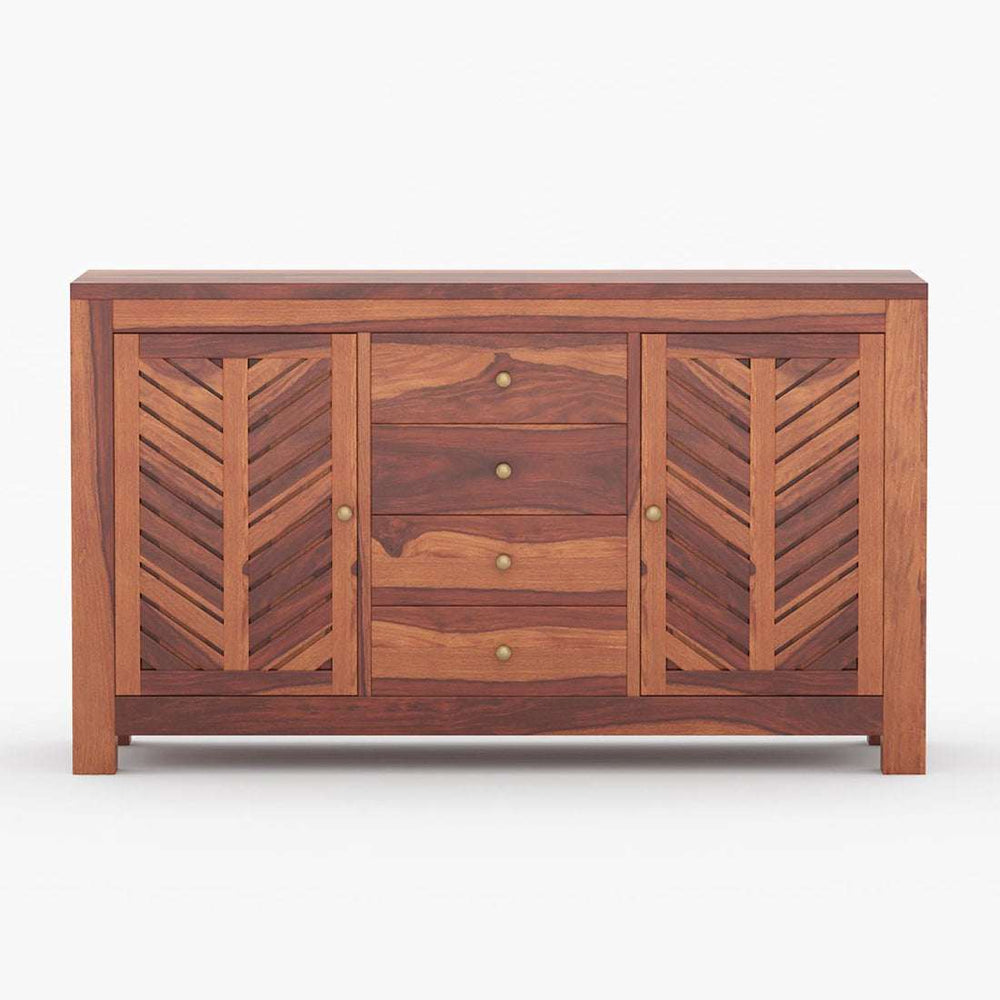 Alacca Sheesham Wood Sideboard In Honey Oak Finish