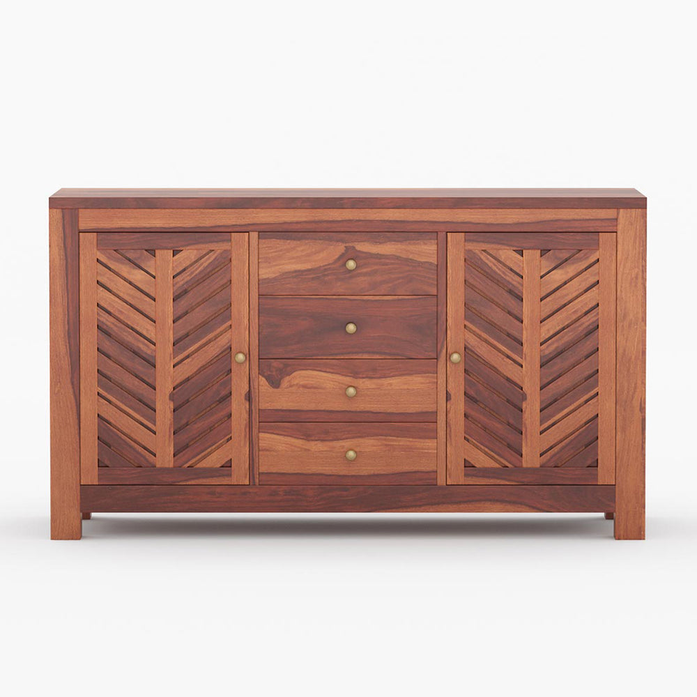 Alacca Sheesham Wood Sideboard In Honey Oak Finish
