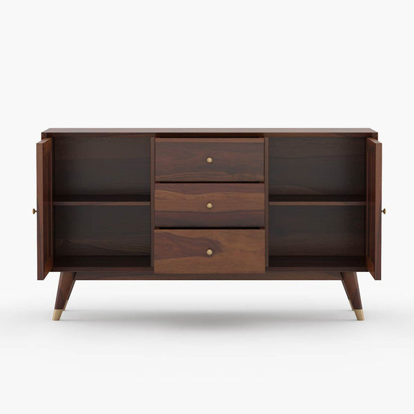 Rattan Sheesham Wood Sideboard In Provincial Teak Finish