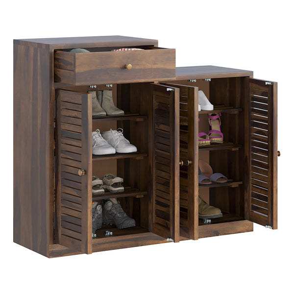 Danta Sheesham Wood Shoerack In Light Provincial Teak Finish