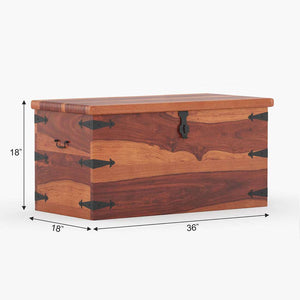 Stainfiled Sheesham Wood Trunk in Rustic Teak Finish
