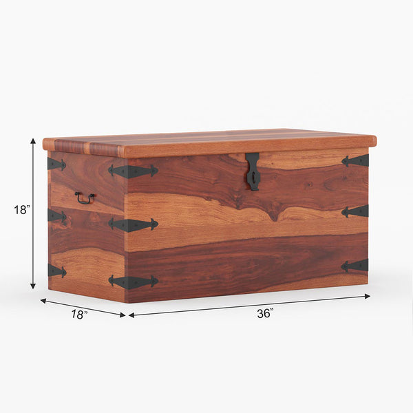 Stainfiled Sheesham Wood Trunk in Rustic Teak Finish
