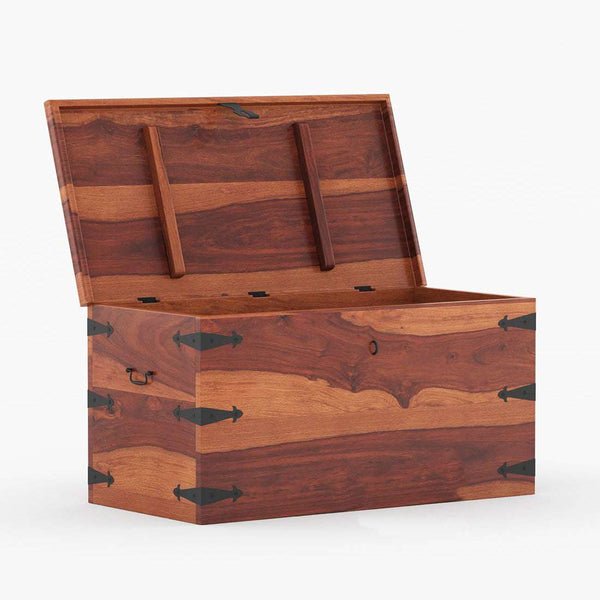 Stainfiled Sheesham Wood Trunk in Rustic Teak Finish