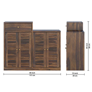 Danta Sheesham Wood Shoerack In Light Provincial Teak Finish