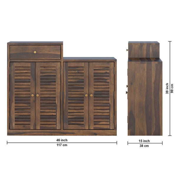 Danta Sheesham Wood Shoerack In Light Provincial Teak Finish