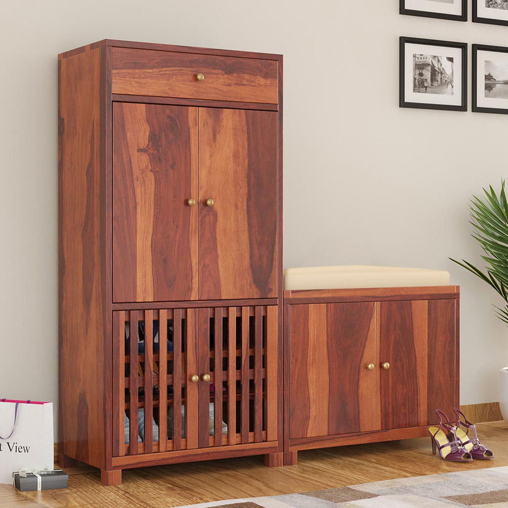 Parker Shoe Rack Of 40 Pairs In Honey Oak Color