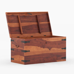 Stainfiled Sheesham Wood Trunk in Rustic Teak Finish