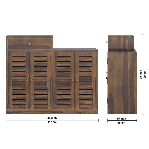 Danta Sheesham Wood Shoerack In Light Provincial Teak Finish