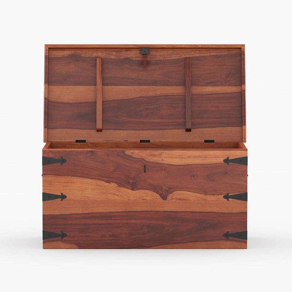Stainfiled Sheesham Wood Trunk in Rustic Teak Finish